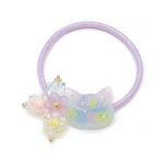ゆめかわ子猫のヘアゴム☆【キラキラパステルパープルゴム＆お花☆】