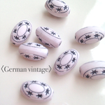 〈German vintage〉 マットライトピンク×ブルー  スターデザイン  オーバル アクリルビーズ  (8個)