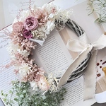 【予約品】くすみベージュリース ハーフリース 通年リース ベージュ プリザーブドフラワー  開店祝い 結婚祝い 誕生日プレゼント 引越し祝い  送別 退職祝い 出産祝い 卒業 入学 合格祝い 母の日