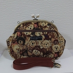 可愛いクマがいっぱいのがま口ミニボストンショルダーバッグ