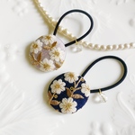 新色⭐︎春色flower刺繍テキスタイル　ヘアゴム