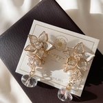 sunshine flower ×clear stone pierce ［ワイヤーフラワー　レジン　大ぶり　ビジュー　ピアス　イヤリング］