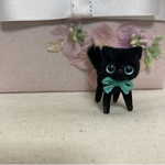 小さなブルーアイ黒猫ちゃん　モールアート　モールベア 