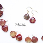 アンデシンのマロンカット（Ｌsize）ピアス【14Kgf】／イヤリング