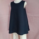 リネン Aライン  ひらひらチュニック ネイビー