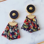 リバティ❉葉っぱ柄のリボンタッセルピアス✳イヤリング