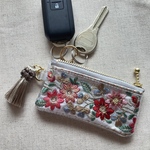 アウトレット⭐︎インド刺繍リボンのキーポーチ⭐︎Indianembroidery ⭐︎Sサイズ★ PVC★スマートキー★透明★クリア★コンパクト★ クリアポーチ★10cmファスナー⭐︎タッセル付き