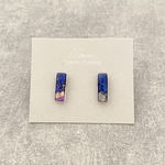 色とアートのミニピアス/ネイビー：アルコールインクアート《一点物》星空　シンプルピアス　小ぶり