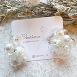 新作*°bubble ×パール×ガラス×ドライフラワー イヤリング ピアス アクセサリー ブライダル 結婚式
