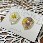 ピアス　花　フラワー　母の日　ギフト　レジン　ミモザ