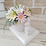 【即納可・SALE】クレイフラワー＊マーガレットとウサギの春色アレンジ＊イースター＊出産祝い＊新築祝い＊母の日
