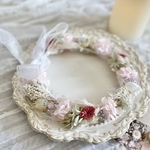 【送料無料】ベビーキッズ花冠　~princess pink natural green~  花かんむり　ベビー　キッズ　結婚式　子供用　誕生日　