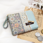 🎀インド刺繍リボン L字ファスナー 半財布 マカロンカラー【ミント】
