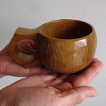 　金桑で作った一木彫りコーヒーカップ　