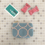 ◎new!  tambourine  ミニポーチ  まちつき　ライトブルー×ピンク　ミナペルホネン の刺繍生地　タンバリン　mina perhonen 