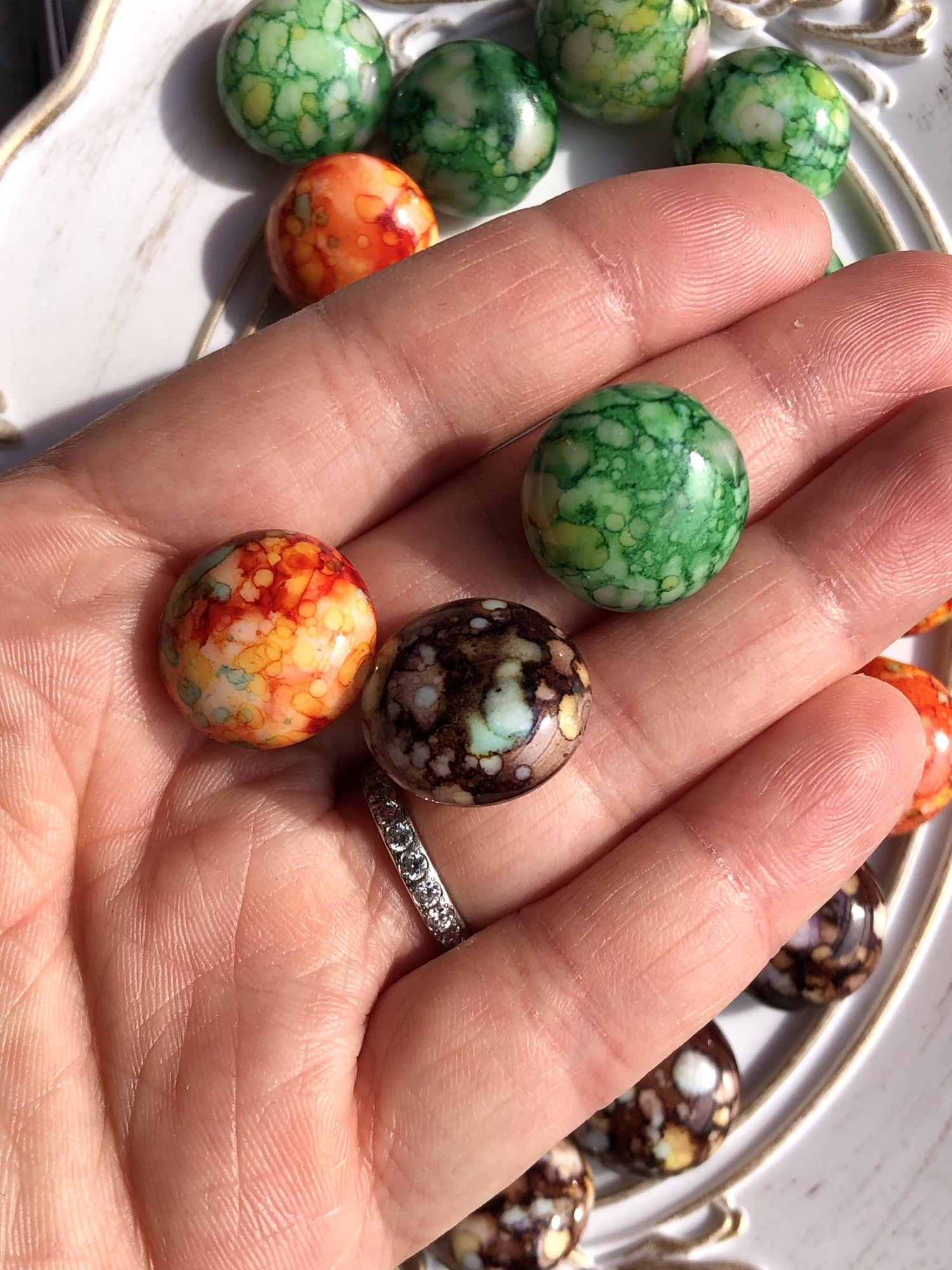 オリジナル手染めビーズ使用❤アラベスク柄ビーズとチップインビーズのボールペン♪ オリジナル手染めビーズ使用❤アラベスク柄ビーズとチップインビーズの