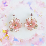 【送料無料】揺れるひとひら桜【ピンク】🌸ノンホールピアス