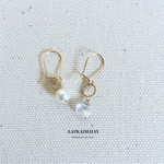 淡水パール×ムーンストーンK14gfピアス