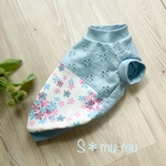 再販🐶犬服【レース×お花の切替タンク💐blue】