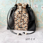送料無料//NEW//チェーンショルダー付き　インド刺繍リボン　巾着バック