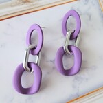 マット紫🟣×シルバー チェーンピアス