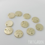 【10pcs】ラウンド ハンドメイドタグ チャーム 英字 合金 ゴールド パーツ 1166