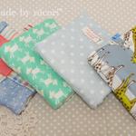 ８重ガーゼふんわりハンカチ4枚セット（パッチチェック×子やぎ×キリン）