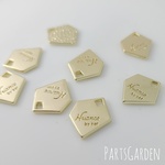 【8pcs】ニュアンス チャーム 五角形 英字 合金 ゴールド パーツ 1160