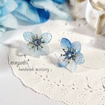 紫陽花ピアス-rain drops hydrangea clear flower pierce-【レインフラワー】