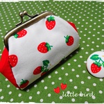 がま口とくるみブローチセット　＊Flower strawberry＊