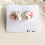 1点のみお花コットンパールパールピアス