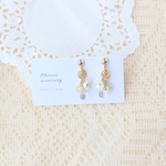 クリア雫とお花のピアス/イヤリング(黄)