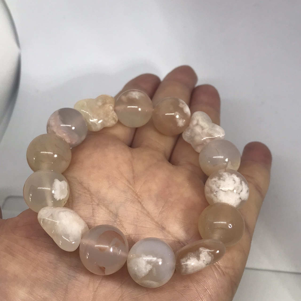 桜瑪瑙大玉ブレスレット𓂃🌸𓈒𓏸 - mallory88_natural_stone | minne