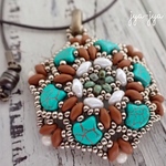 beads necklace - turquoise Mat brown