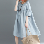 夏服ゆったりミドル丈ワンピース