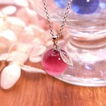 【セット販売】ピンクアッシュカラーりんご　ネックレス&イヤリング(ピアス)