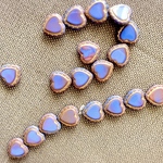 【1コずつ販売】JIRI＊IVANA#czech beads#チェコビーズ　heart♡18㍉ irregular marble 群青＊pink/bronze