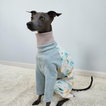 オーダー犬服 水彩フラワー切替ロンパース 