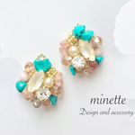 pink & turquoise colorful ピアス