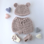 上下セット・くま🐻ベビーコスチューム(ベージュ)♡ニューボーン♡ハーフバースデー
