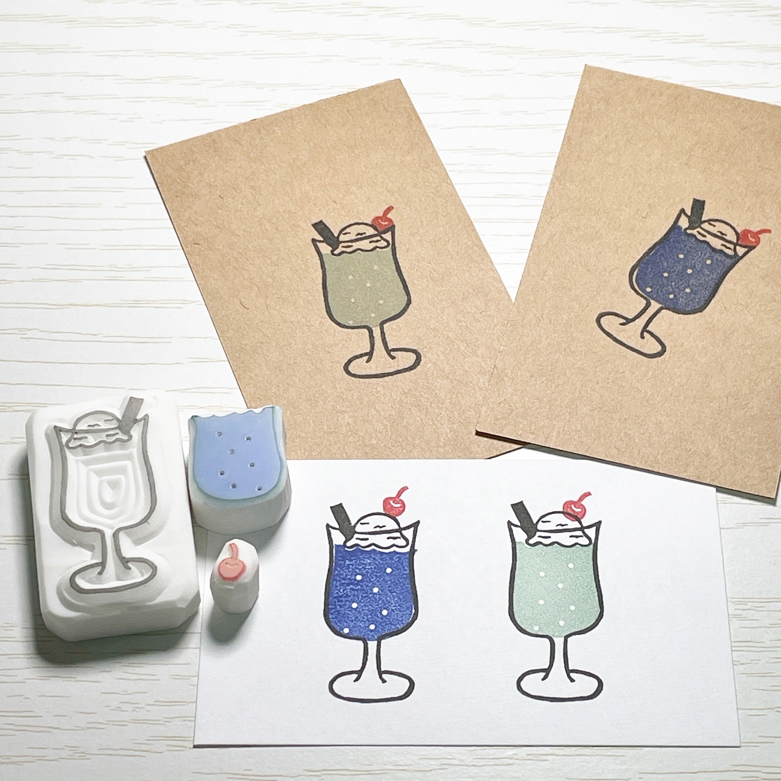 消しゴムはんこNo.159  クリームソーダ thank you 消しゴムはんこNo.159 クリームソーダ thank you