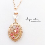 flower cross necklace : 09 ✵ 花柄とクロスのフレームネックレス  ・ ペンダント 