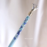 再販6.*【受注製作】どの方向からでも楽しめるアリッサム❁ダイヤ付き𑁍ハーバリウムシャーペン (レジン)-水色-