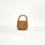 ウッドビーズハンドルカゴバッグ　ミニチュア / Miniature Wood Beads Handle Basket / hinoki
