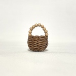 ウッドビーズハンドルカゴバッグ　ミニチュア / Miniature Wood Beads Handle Basket / hinoki