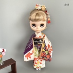 No.348 1/6サイズドール振袖　鹿子四季草花金彩　クリーム色
