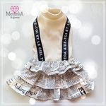 【ダックス用犬服】気分はまるでパリジェンヌ♡英字新聞が可愛いショルダーベルト付きワンピース♡