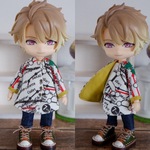 地図柄　袖まくりカーディガン（ねんどろいどどーるオビツ11共有サイズ）