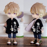 夜桜　ボタン逆袖まくりカーディガン（ねんどろいどどーるオビツ11共有サイズ）