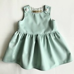 大きなパールボタンのよそゆきワンピース【ミントグリーン/子ども服/ベビー服】